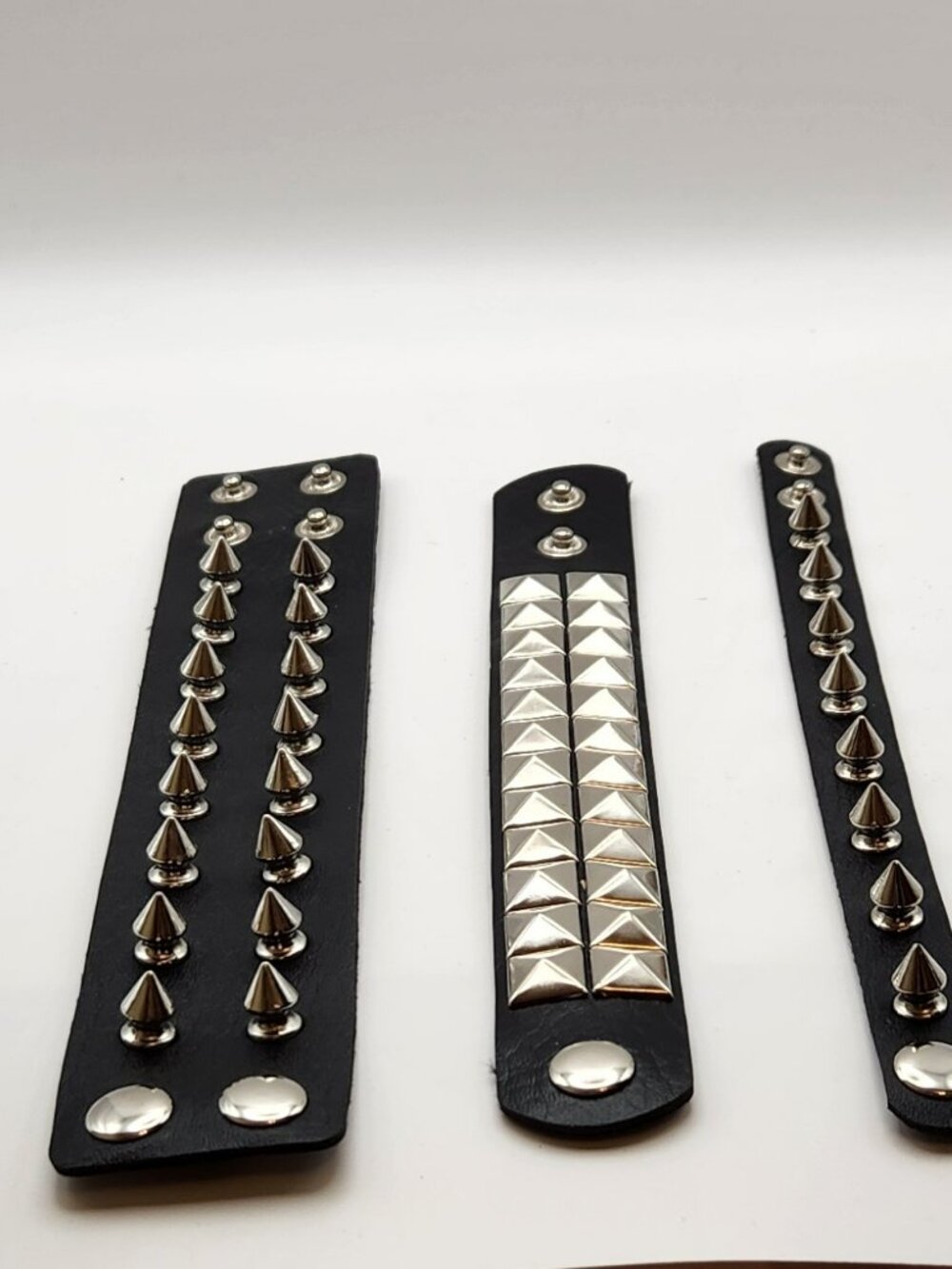 Set of three men's bracelets studs faux leather NIP
